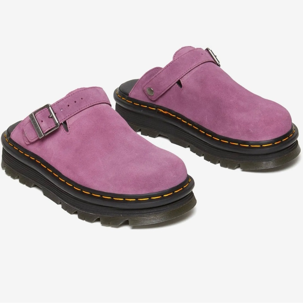 Dr. Martens Vibrant Pink Suede Mules 💗 color is discontinued